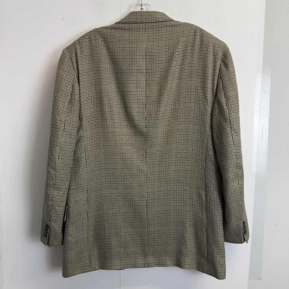 Jos. A. Bank Mens 42R Houndstooth Sport Coat Blazer Tan‎ Black Wool Blend Jacket